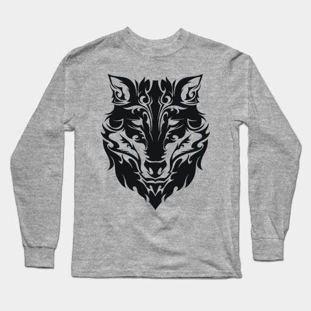 Tribal Wolf Long Sleeve T-Shirt by TurkeysDesign